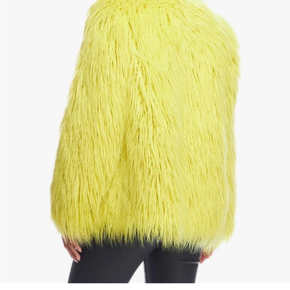 DONNA SALYERS Fabulous Furs MONGOLIAN Faux Fur IN CITRON VIBRANT SZ SMALL NWT - Picture 2 of 14